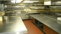 Ship galley kitchen stainless steel counters preparation Royalty Free Stock Photo