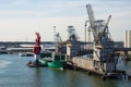 Ship getting loaded with grain at terminal Royalty Free Stock Photo