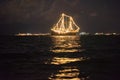 Ship glowing in the sea