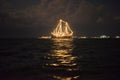 Ship glowing in the sea Royalty Free Stock Photo