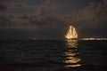 Ship glowing in the sea