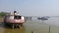 A ship got stuck in the mud to reduce the navigability of the hooghly river at calcutta. Royalty Free Stock Photo