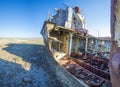 The ship graveyard of the Aral Sea. Royalty Free Stock Photo