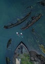 Ship graveyard. Teriberka, Kola Peninsula, Russia. Aerial view