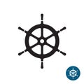 Ship helm black silhouette icon. Yacht boat rudder.