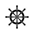 Ship helm icon. Nautical steering wheel to control cruise and sailing ship