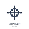 ship Helm icon. Trendy flat vector ship Helm icon on white background from Nautical collection Royalty Free Stock Photo