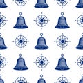 Ship helm seamless pattern marine boat wheel. Royalty Free Stock Photo