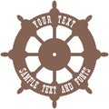 Ship helm. Shipboard steering wheel with blank space for your text. Royalty Free Stock Photo