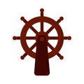 Ship helm steering wheel flat icon style