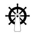 Ship helm steering wheel line icon style