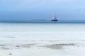 Ship on the horizon of the frozen sea Royalty Free Stock Photo