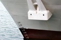 Ship hull with waterline and draft scale measure Royalty Free Stock Photo