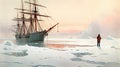 Ship On Ice Painting In The Style Of David Nordahl And Rosa Bonheur