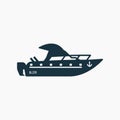 Black speed motoryacht icon.