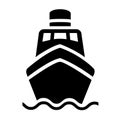 Cruise Ship Icon. Ferry Boat Front View Icon. Ferry Flat Design