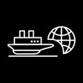 Ship icon. Cruise, tour, delivery concept, Marine boat. Transportation sign Isolated on black background.