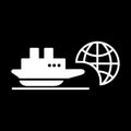 Ship icon. Cruise, tour, delivery concept, Marine boat. Transportation sign Isolated on black background.