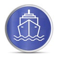 Ship icon prime blue round button vector illustration design silver frame push button Royalty Free Stock Photo