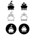 Ship icon vector set. Shipping illustration sign collection. Sea port symbol or logo. Freight transportation mark. Royalty Free Stock Photo