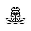 Black line icon for Ship, vessel and boat