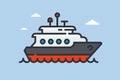 ship icon on waves. private yacht at sea.