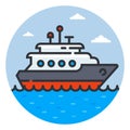 ship icon on waves. private yacht at sea.