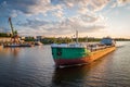 The ship `Lama` sails on the Volga River near the city of Rybinsk Royalty Free Stock Photo