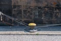 Ship landing stage with hemp ropes Royalty Free Stock Photo