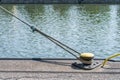 Ship landing stage with hemp ropes Royalty Free Stock Photo