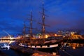 Ship on the Liffey River, Dublin at night Royalty Free Stock Photo