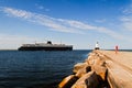 Ship and Lighthouse Royalty Free Stock Photo