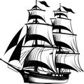 Ship Logo Monochrome Design Style