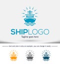 Ship logo vector illustration, Ship logo design template. Royalty Free Stock Photo