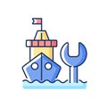 Ship maintenance and repair RGB color icon