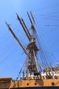 Ship mast against blue sky