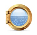 Ship metal porthole on white background