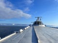 The ship Meteor on open water. Details and close-up of the Meteor interior. Royalty Free Stock Photo