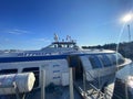 The ship Meteor on open water. Ships and boats of Lake Ladoga. Royalty Free Stock Photo