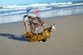 Ship model on summer sunny beach Royalty Free Stock Photo