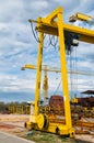Ship and monumental crane in the shipyard Royalty Free Stock Photo