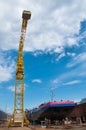 Ship and monumental crane in the shipyard Royalty Free Stock Photo