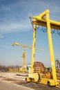 Ship and monumental crane in the shipyard Royalty Free Stock Photo