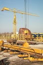 Ship and monumental crane in the shipyard Royalty Free Stock Photo