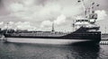 Ship moored in the dock of the repair shipyard in Gdynia