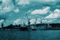 Ship moored in the dock of the repair shipyard in Gdynia