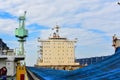 Ship Moored in floating dry dock with during repair and maintenance Royalty Free Stock Photo