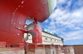 Ship Moored in floating dry dock with during repair and maintenance Royalty Free Stock Photo