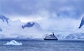 Ship Mountains Glaciers Charlotte Harbor Antarctica Royalty Free Stock Photo