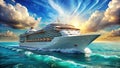 The ship is moving forward, creating whitecaps and a wake in its path. Royalty Free Stock Photo
